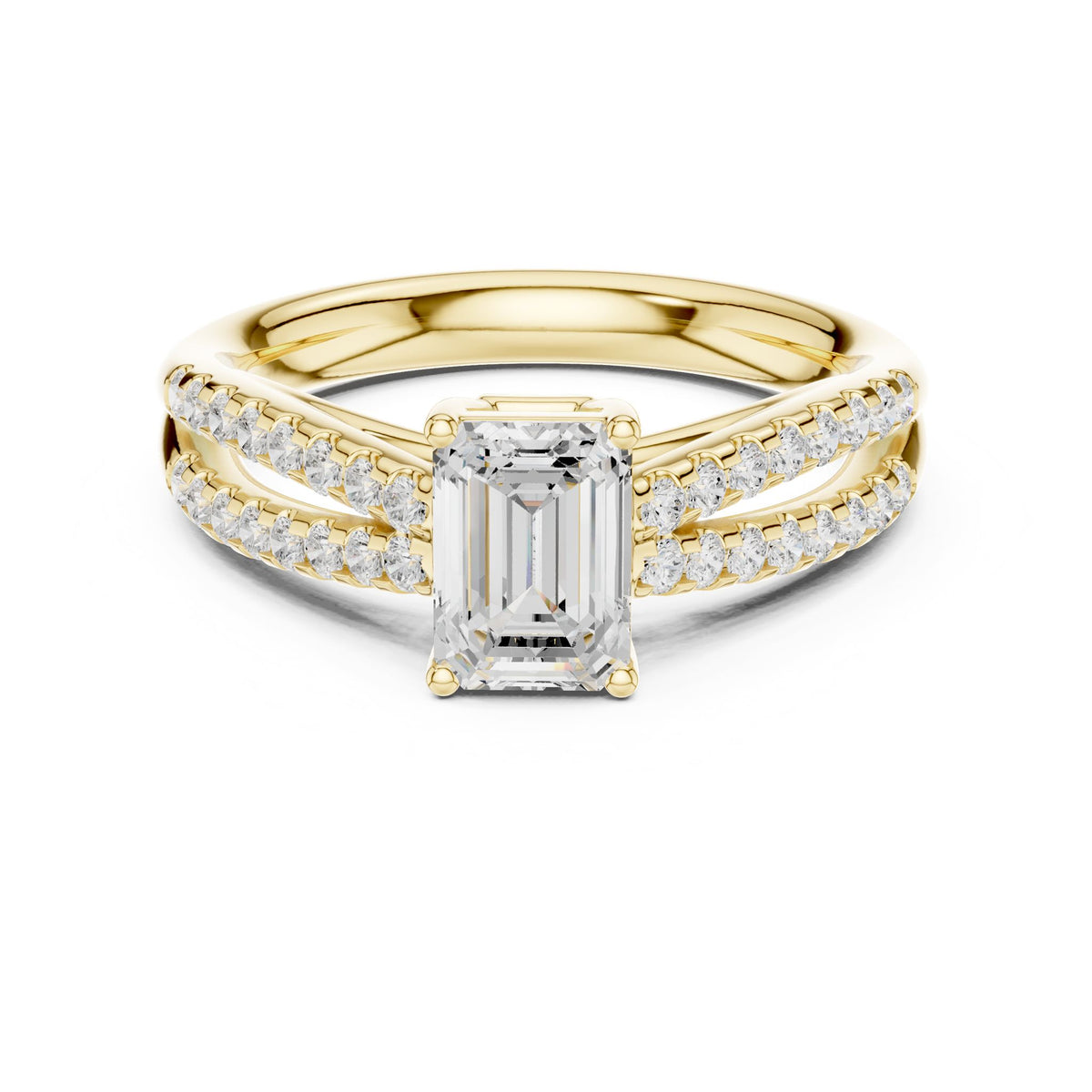 Emerald Accented Lab Grown Diamond Engagement Ring