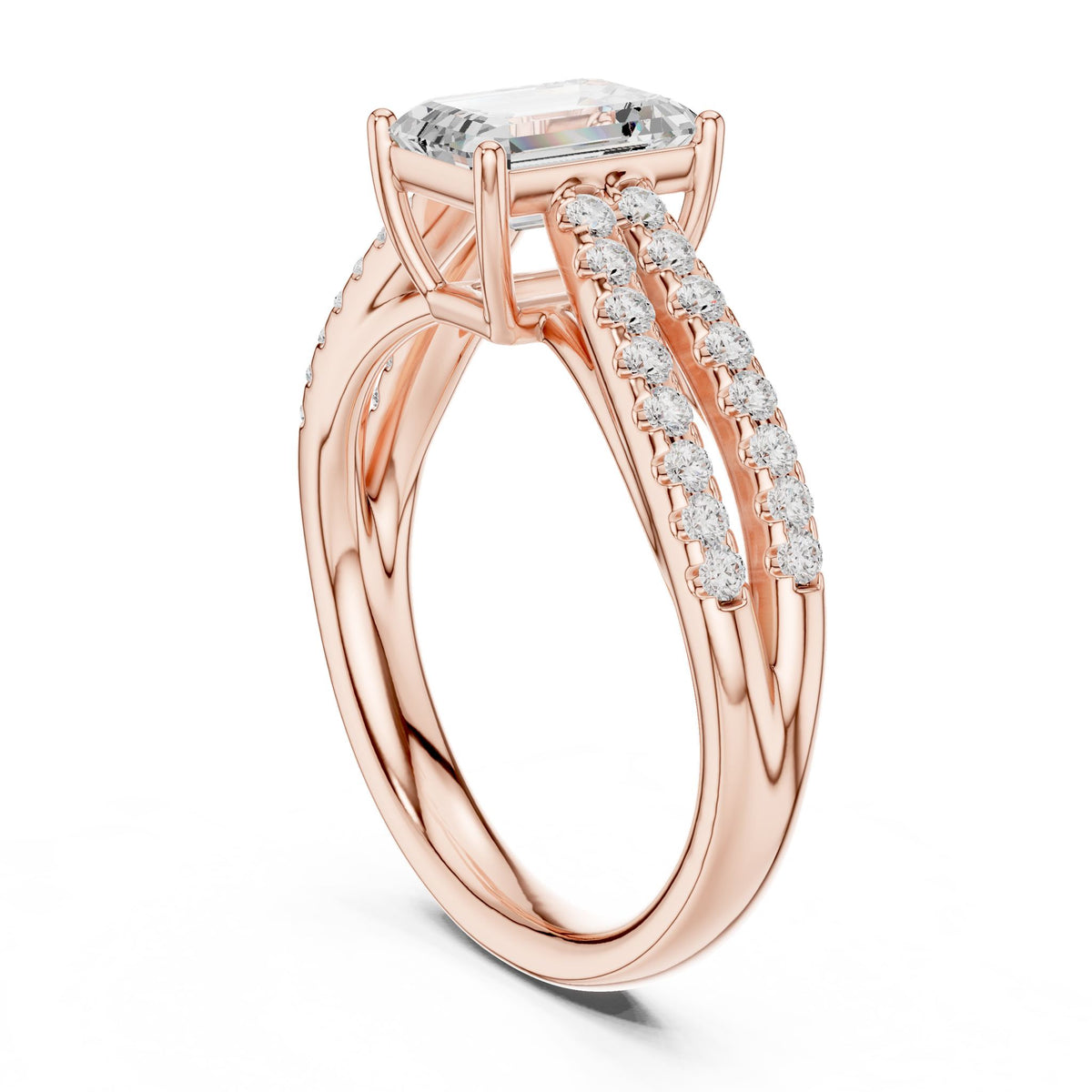 Emerald Accented Lab Grown Diamond Engagement Ring
