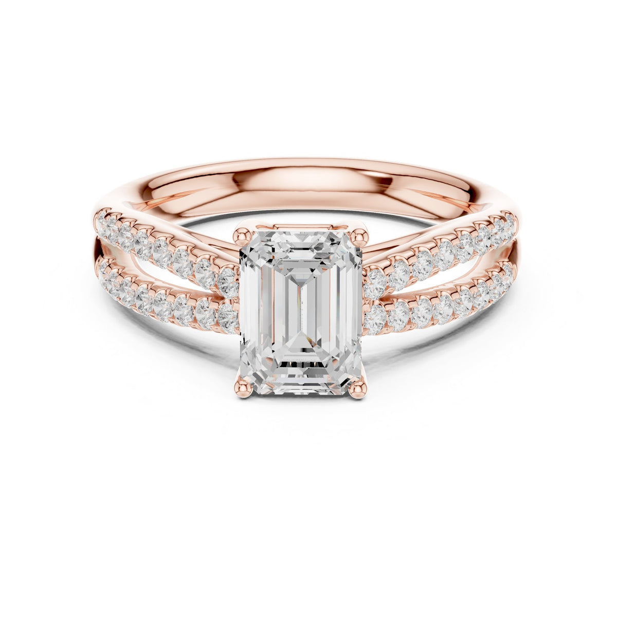 Emerald Accented Lab Grown Diamond Engagement Ring