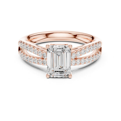 Emerald Accented Lab Grown Diamond Engagement Ring