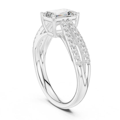 Emerald Accented Lab Grown Diamond Engagement Ring