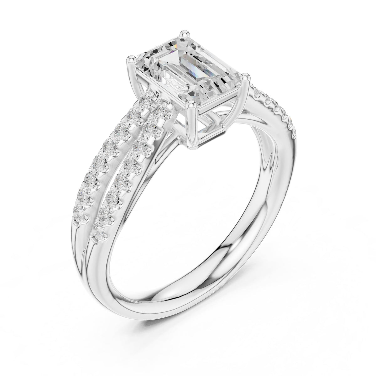 Emerald Accented Lab Grown Diamond Engagement Ring