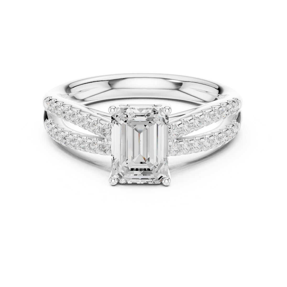 Emerald Accented Lab Grown Diamond Engagement Ring