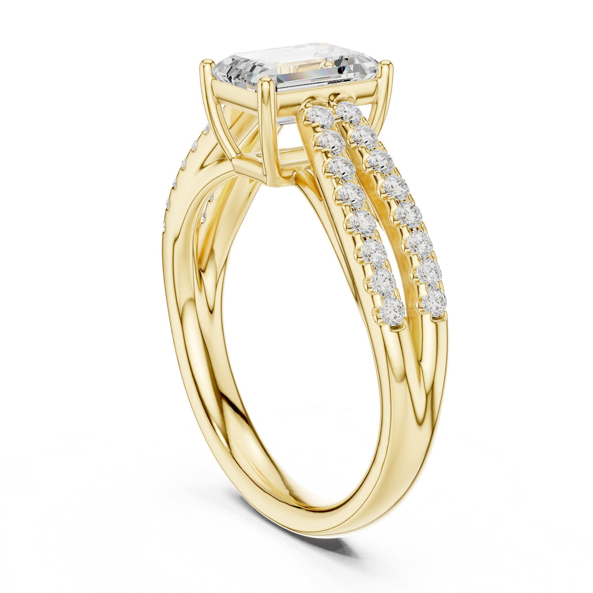 Emerald Accented Lab Grown Diamond Engagement Ring