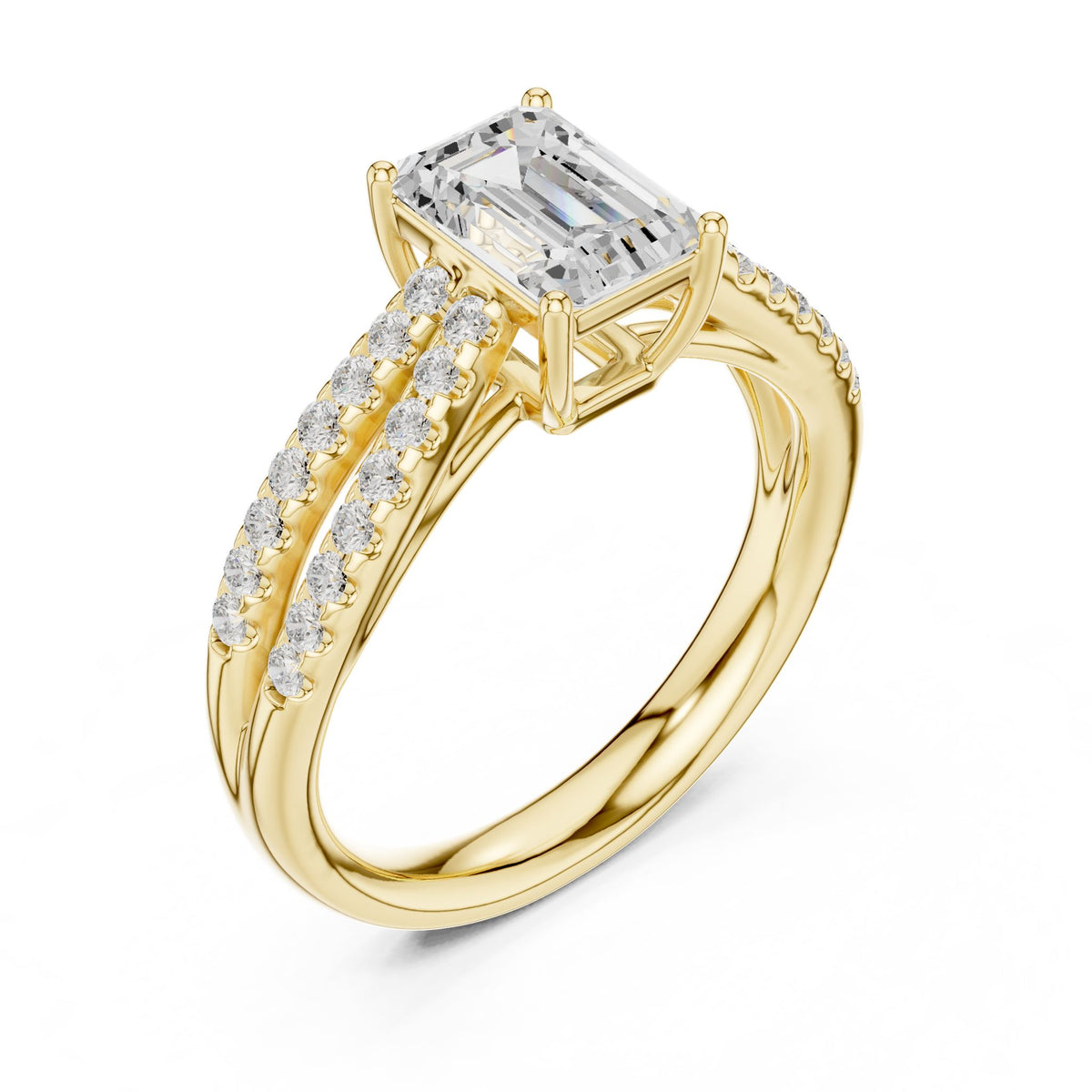 Emerald Accented Lab Grown Diamond Engagement Ring