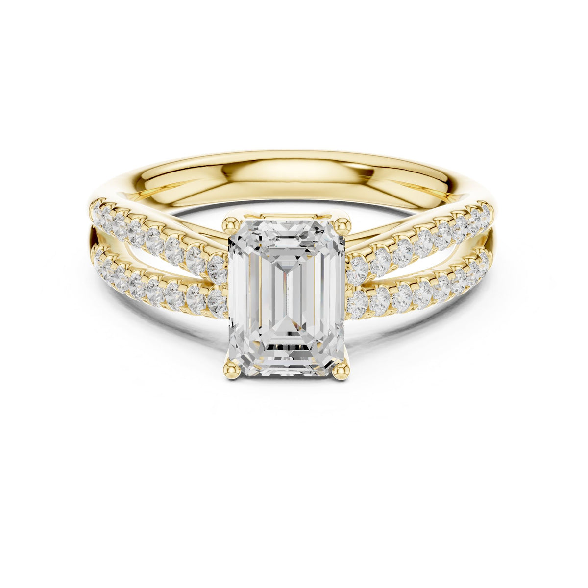 Emerald Accented Lab Grown Diamond Engagement Ring