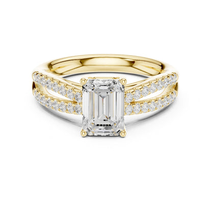 Emerald Accented Lab Grown Diamond Engagement Ring
