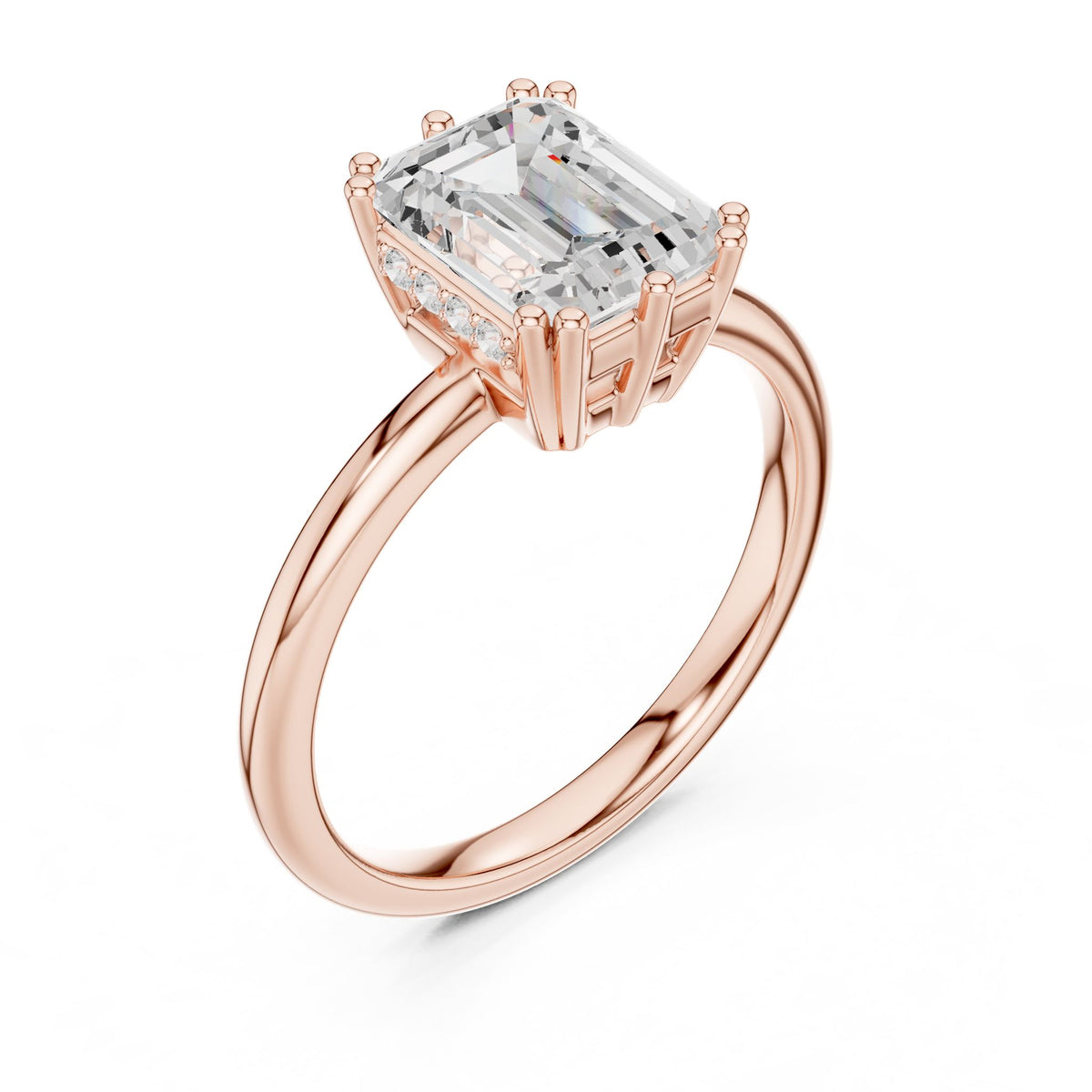 Emerald Accented Lab Grown Diamond Engagement Ring