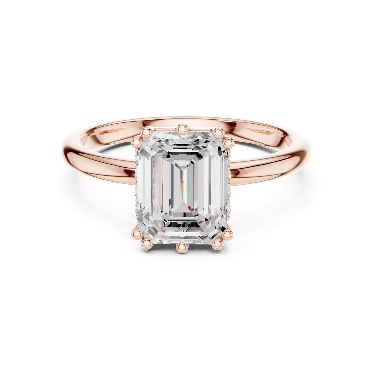 Emerald Accented Lab Grown Diamond Engagement Ring