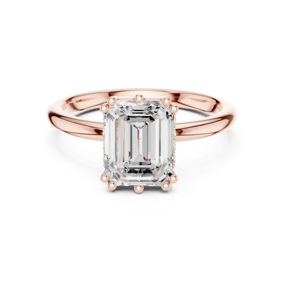 Emerald Accented Lab Grown Diamond Engagement Ring