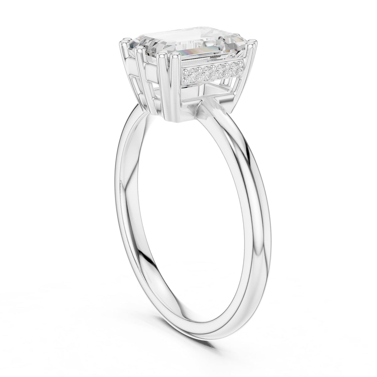 Emerald Accented Lab Grown Diamond Engagement Ring