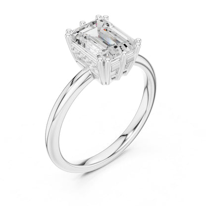 Emerald Accented Lab Grown Diamond Engagement Ring