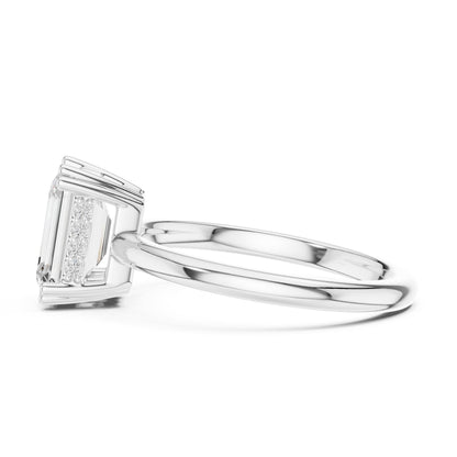 Emerald Accented Lab Grown Diamond Engagement Ring