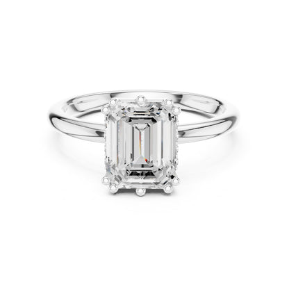 Emerald Accented Lab Grown Diamond Engagement Ring