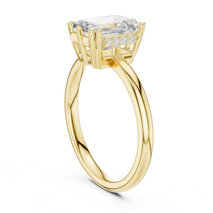 Emerald Accented Lab Grown Diamond Engagement Ring