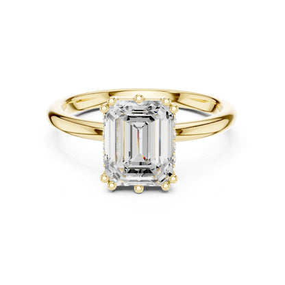 Emerald Accented Lab Grown Diamond Engagement Ring
