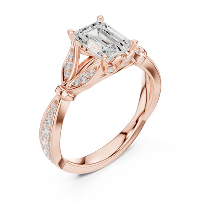 Emerald Accented Lab Grown Diamond Engagement Ring