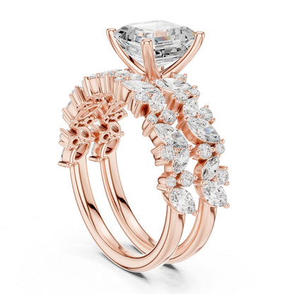 Emerald Accented Lab Grown Diamond Engagement Ring
