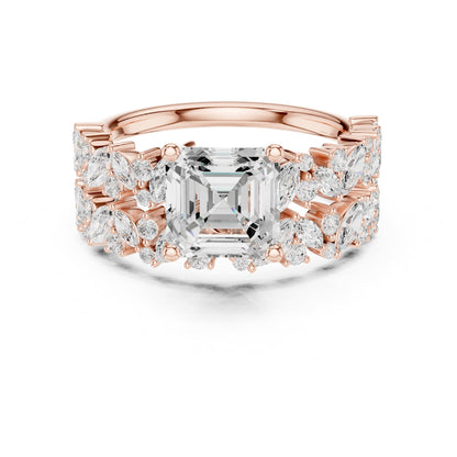 Emerald Accented Lab Grown Diamond Engagement Ring