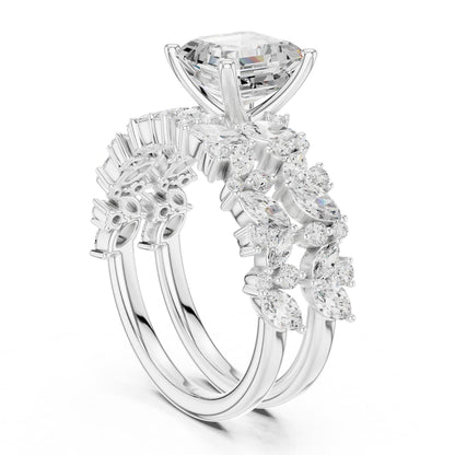 Emerald Accented Lab Grown Diamond Engagement Ring