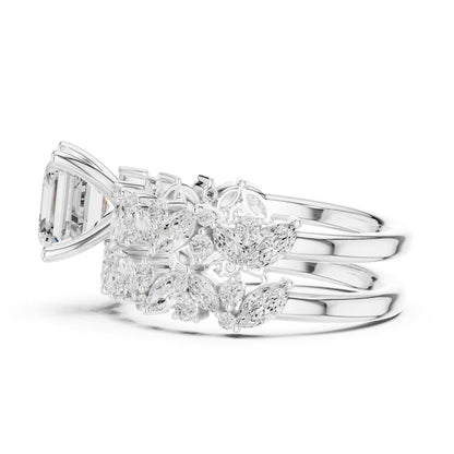 Emerald Accented Lab Grown Diamond Engagement Ring