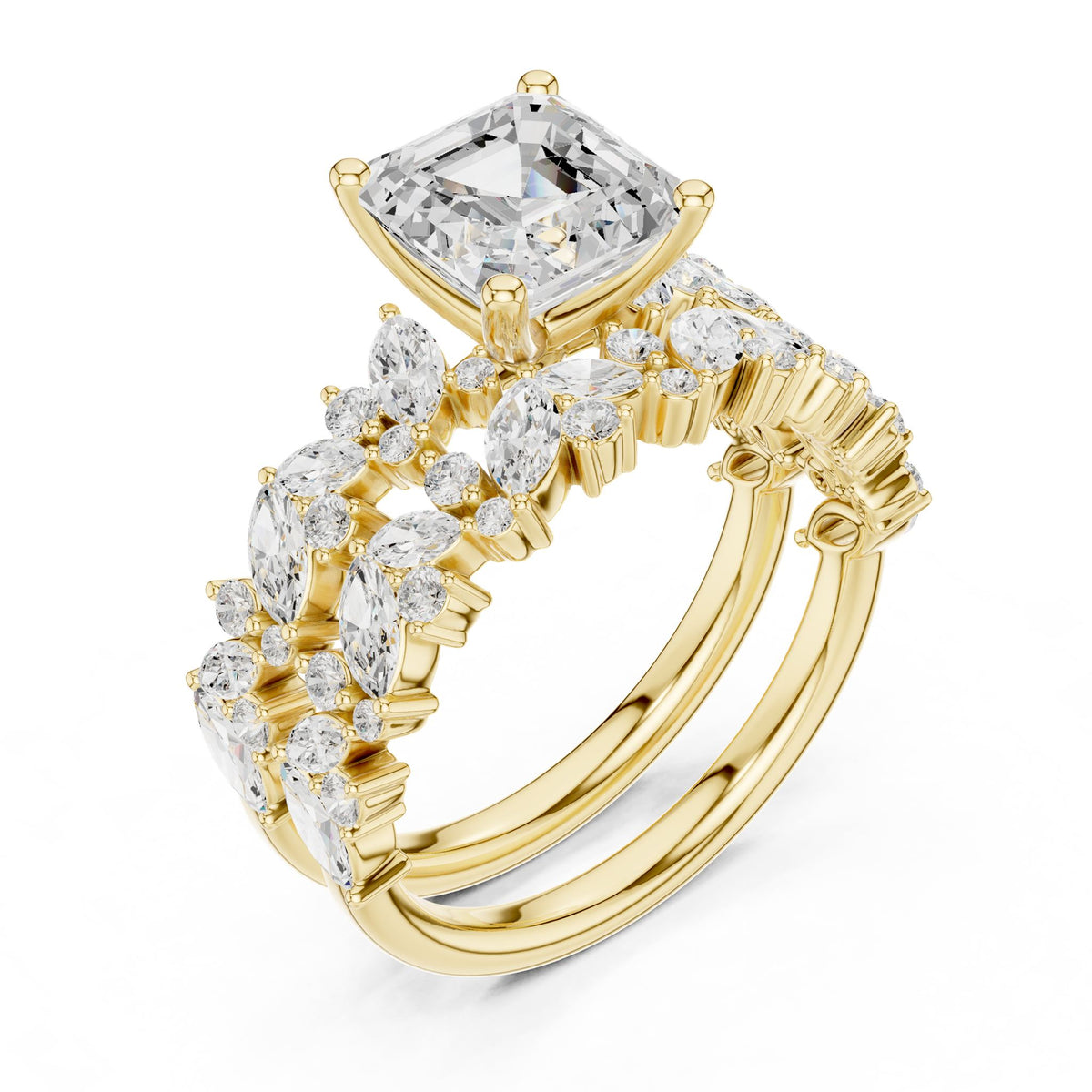 Emerald Accented Lab Grown Diamond Engagement Ring