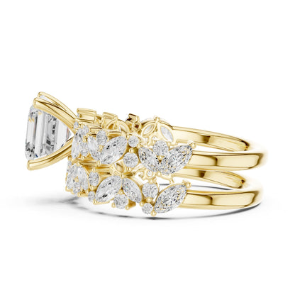 Emerald Accented Lab Grown Diamond Engagement Ring