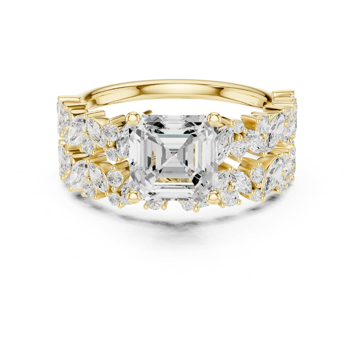 Emerald Accented Lab Grown Diamond Engagement Ring