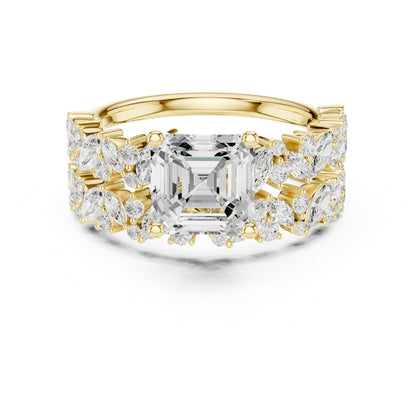 Emerald Accented Lab Grown Diamond Engagement Ring