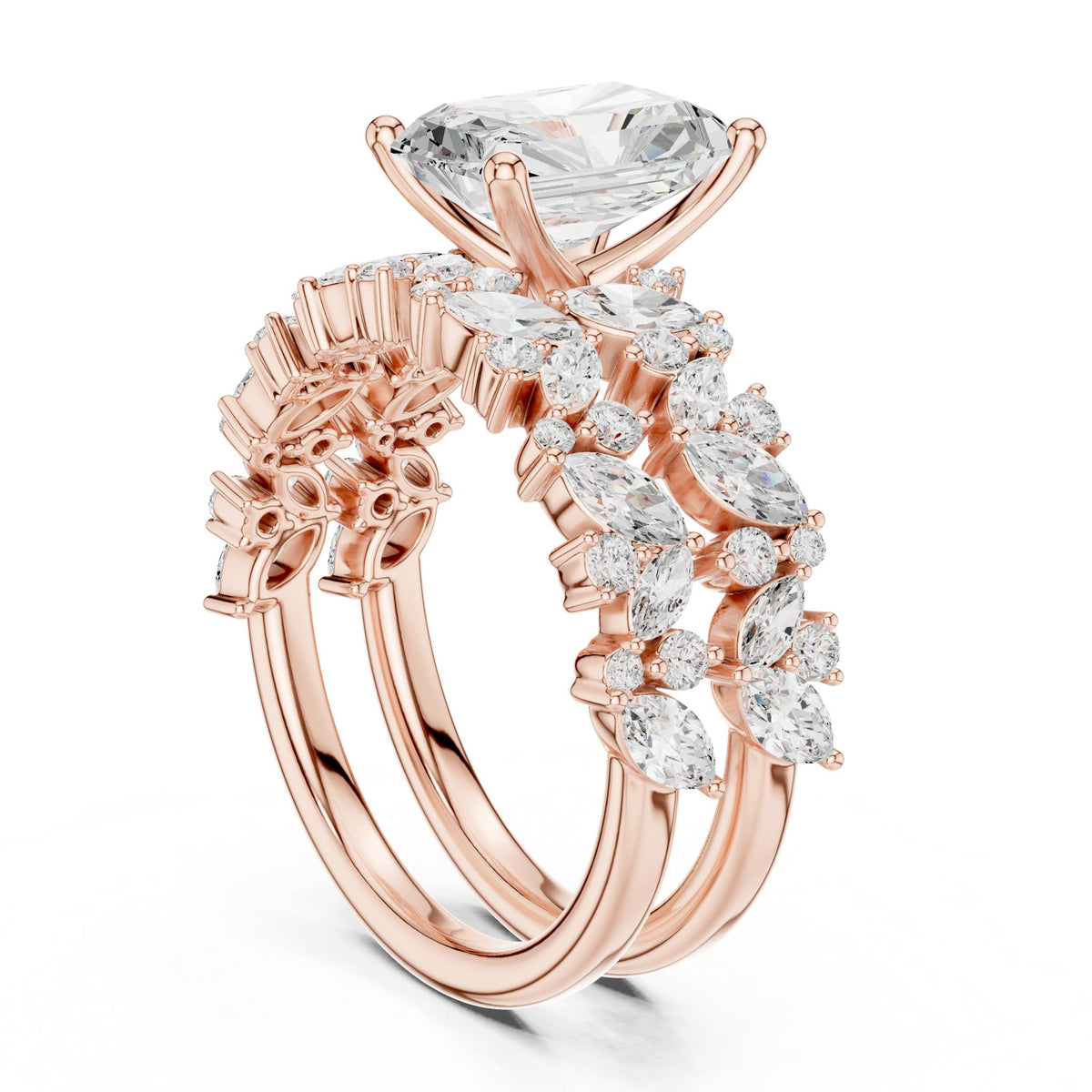 Emerald Accented Lab Grown Diamond Engagement Ring