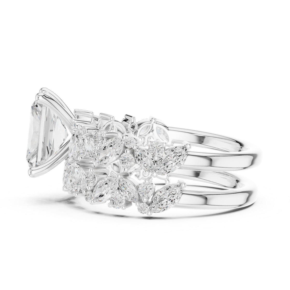 Emerald Accented Lab Grown Diamond Engagement Ring