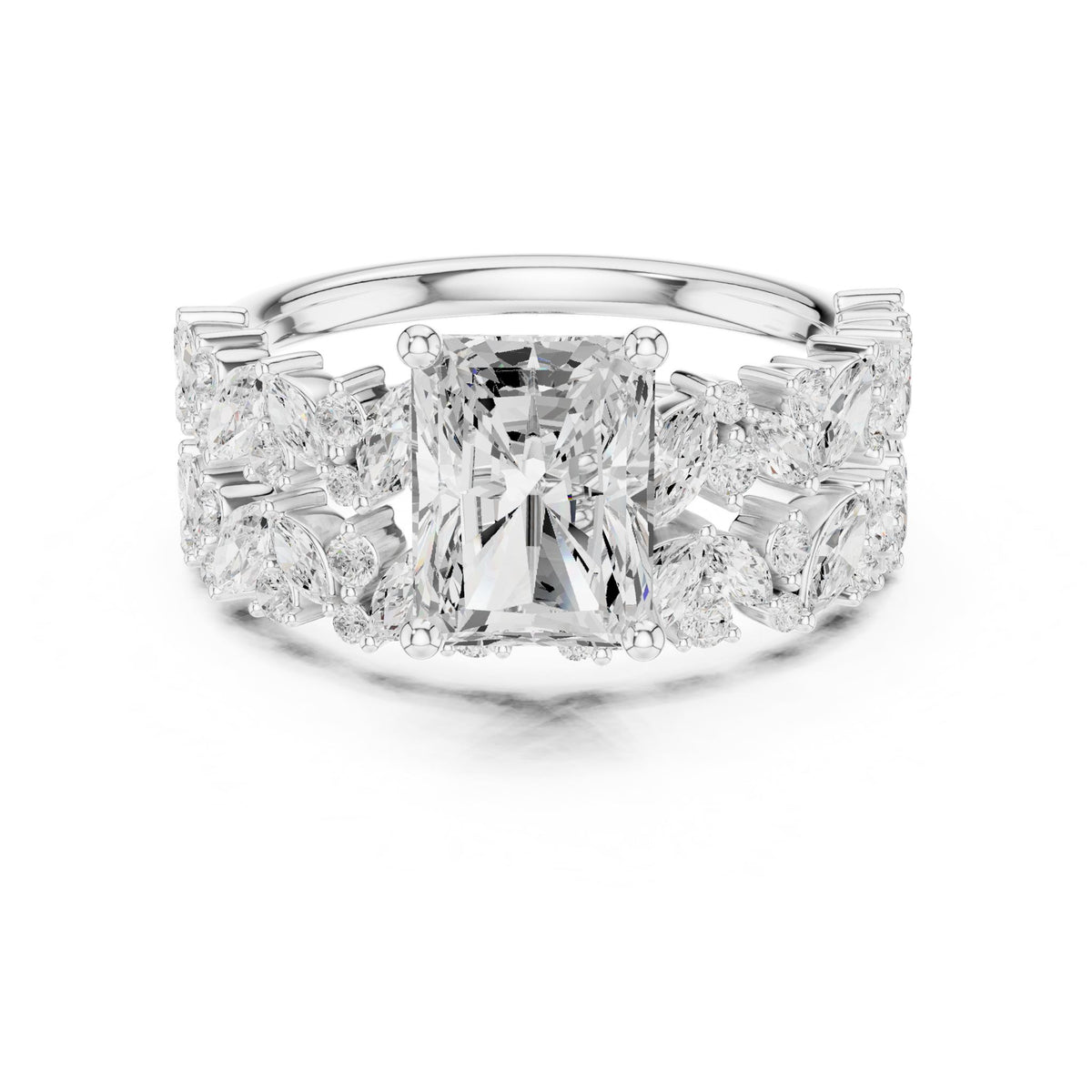 Emerald Accented Lab Grown Diamond Engagement Ring