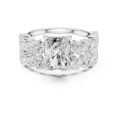 Emerald Accented Lab Grown Diamond Engagement Ring