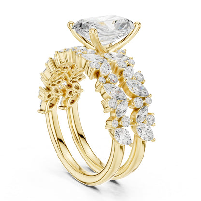 Emerald Accented Lab Grown Diamond Engagement Ring