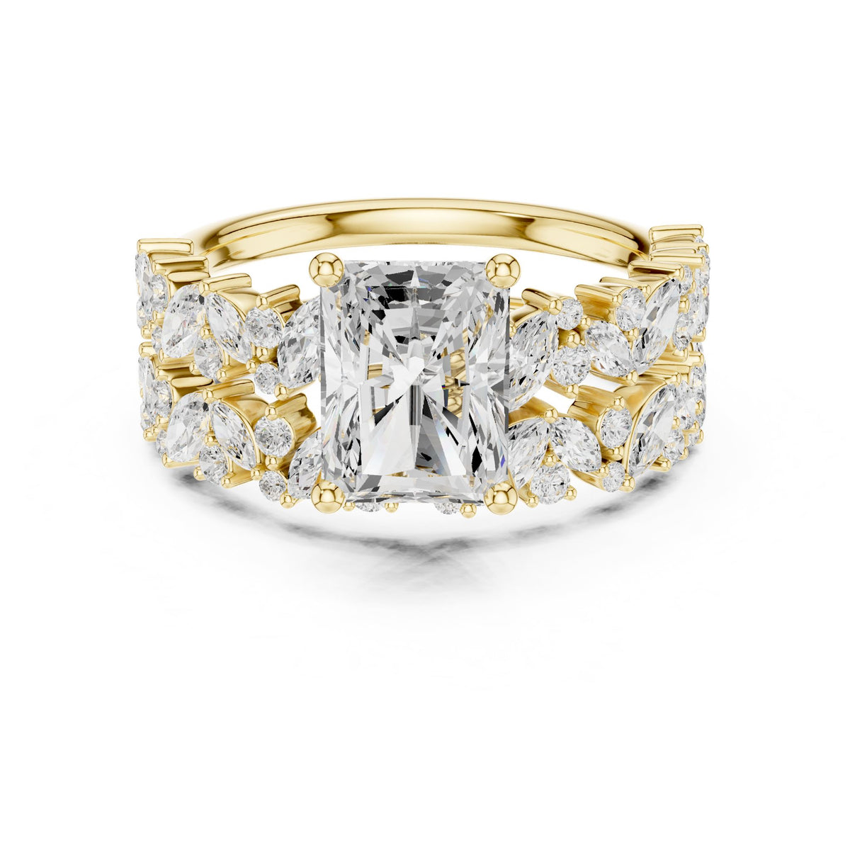 Emerald Accented Lab Grown Diamond Engagement Ring