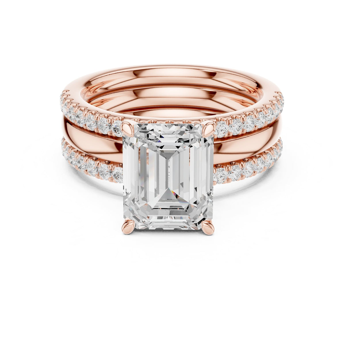 Emerald Accented Lab Grown Diamond Engagement Ring