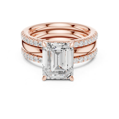 Emerald Accented Lab Grown Diamond Engagement Ring