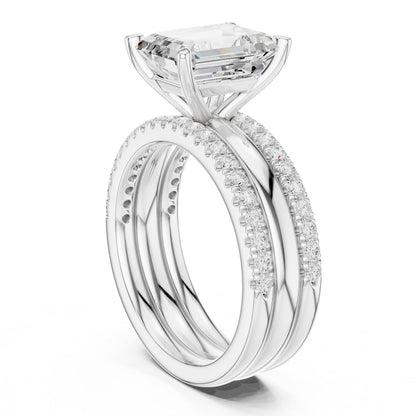 Emerald Accented Lab Grown Diamond Engagement Ring