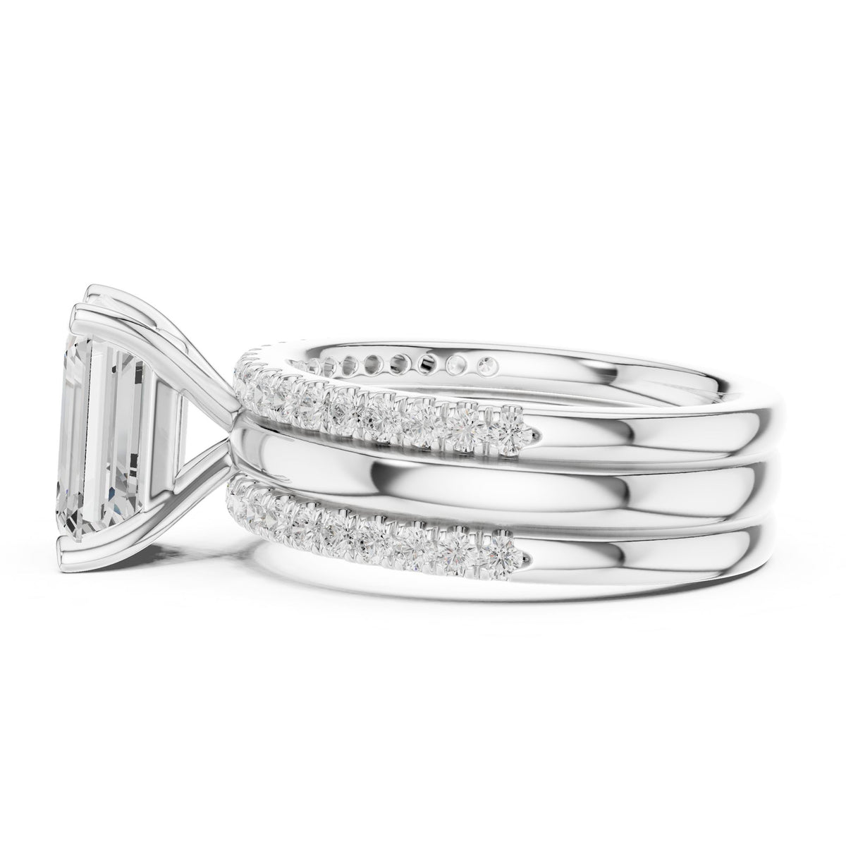 Emerald Accented Lab Grown Diamond Engagement Ring