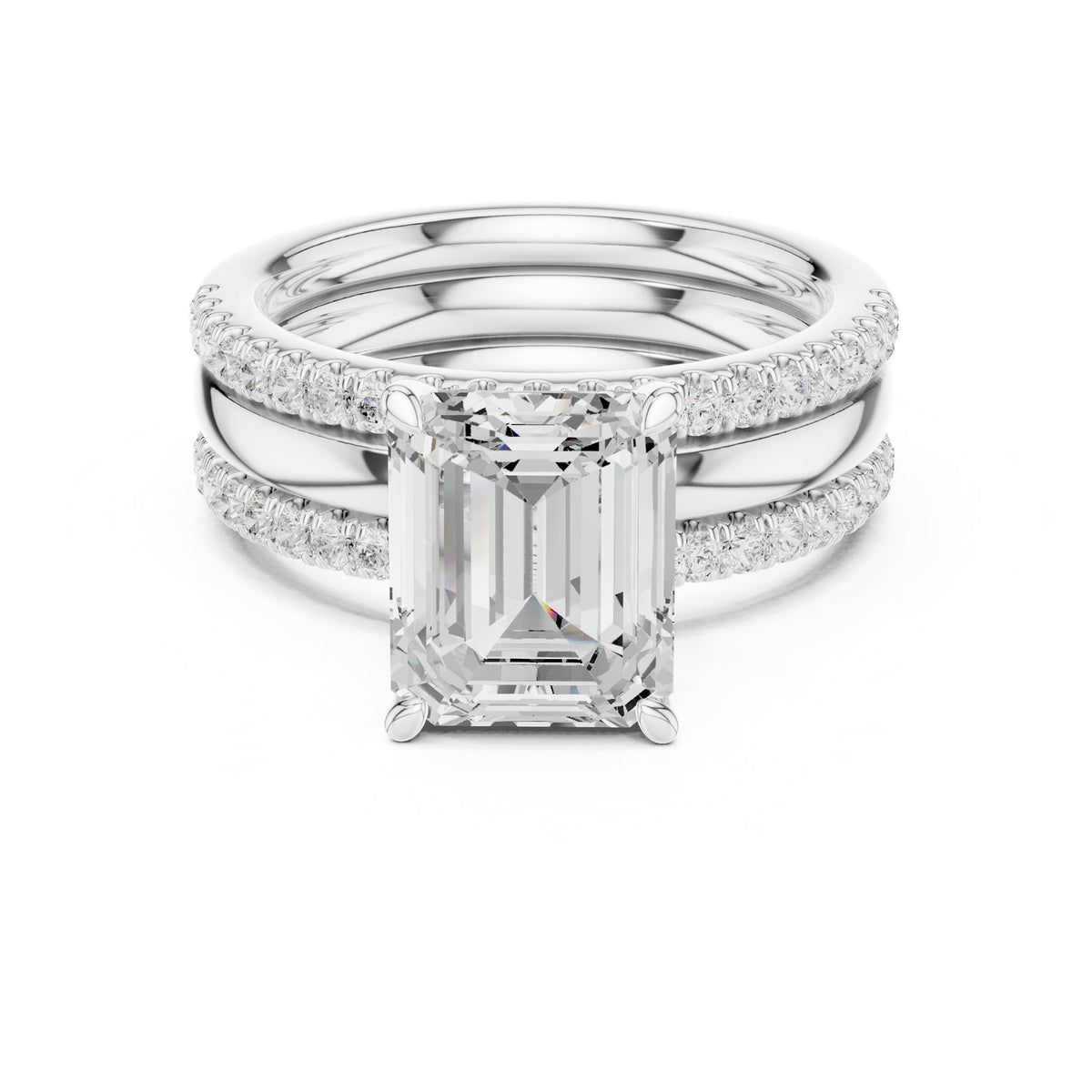 Emerald Accented Lab Grown Diamond Engagement Ring