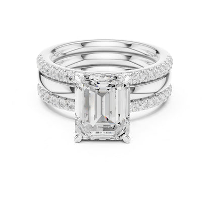 Emerald Accented Lab Grown Diamond Engagement Ring