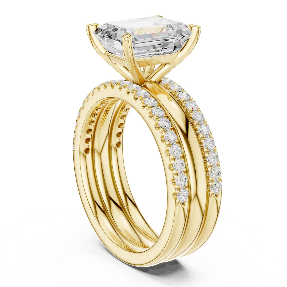 Emerald Accented Lab Grown Diamond Engagement Ring