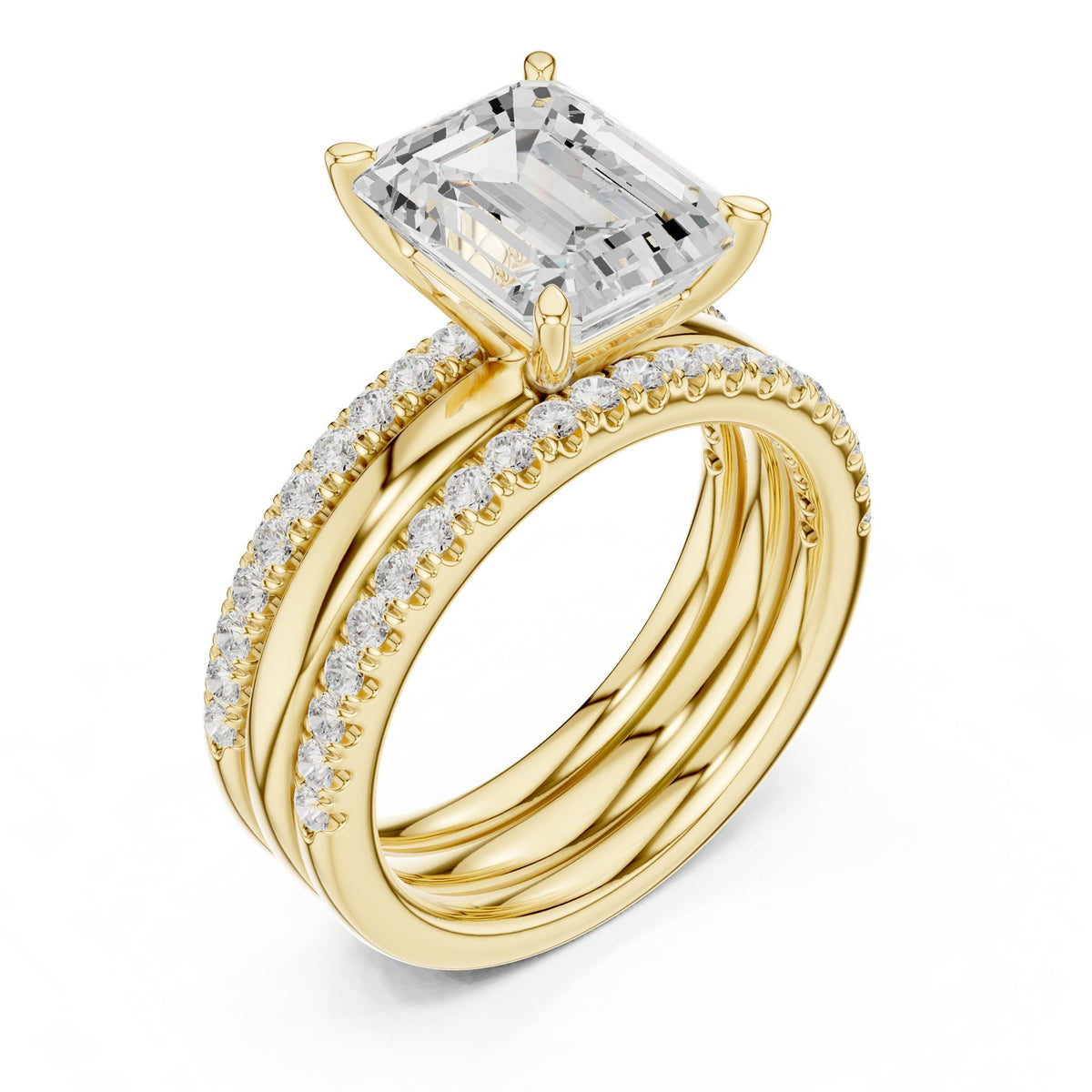 Emerald Accented Lab Grown Diamond Engagement Ring