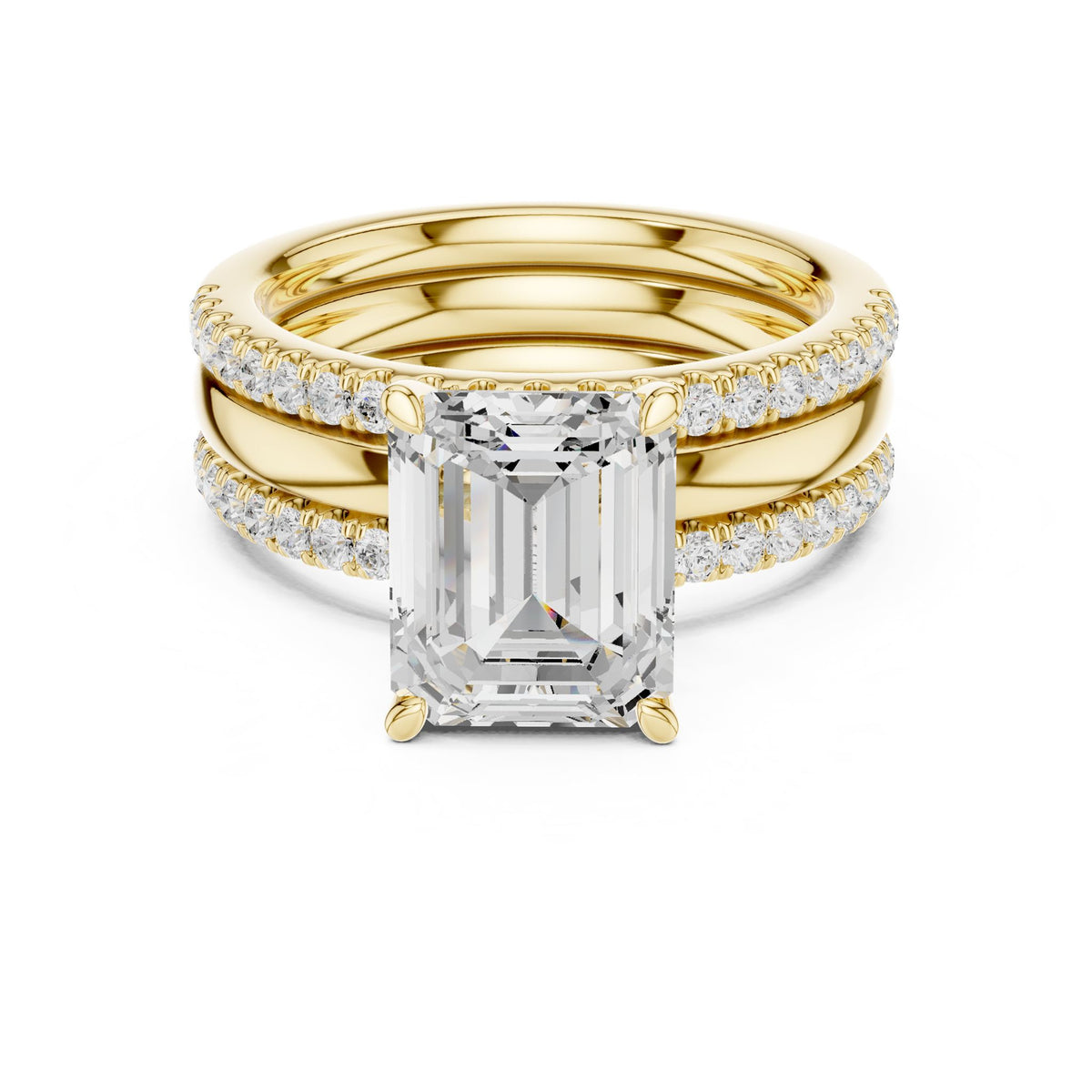 Emerald Accented Lab Grown Diamond Engagement Ring