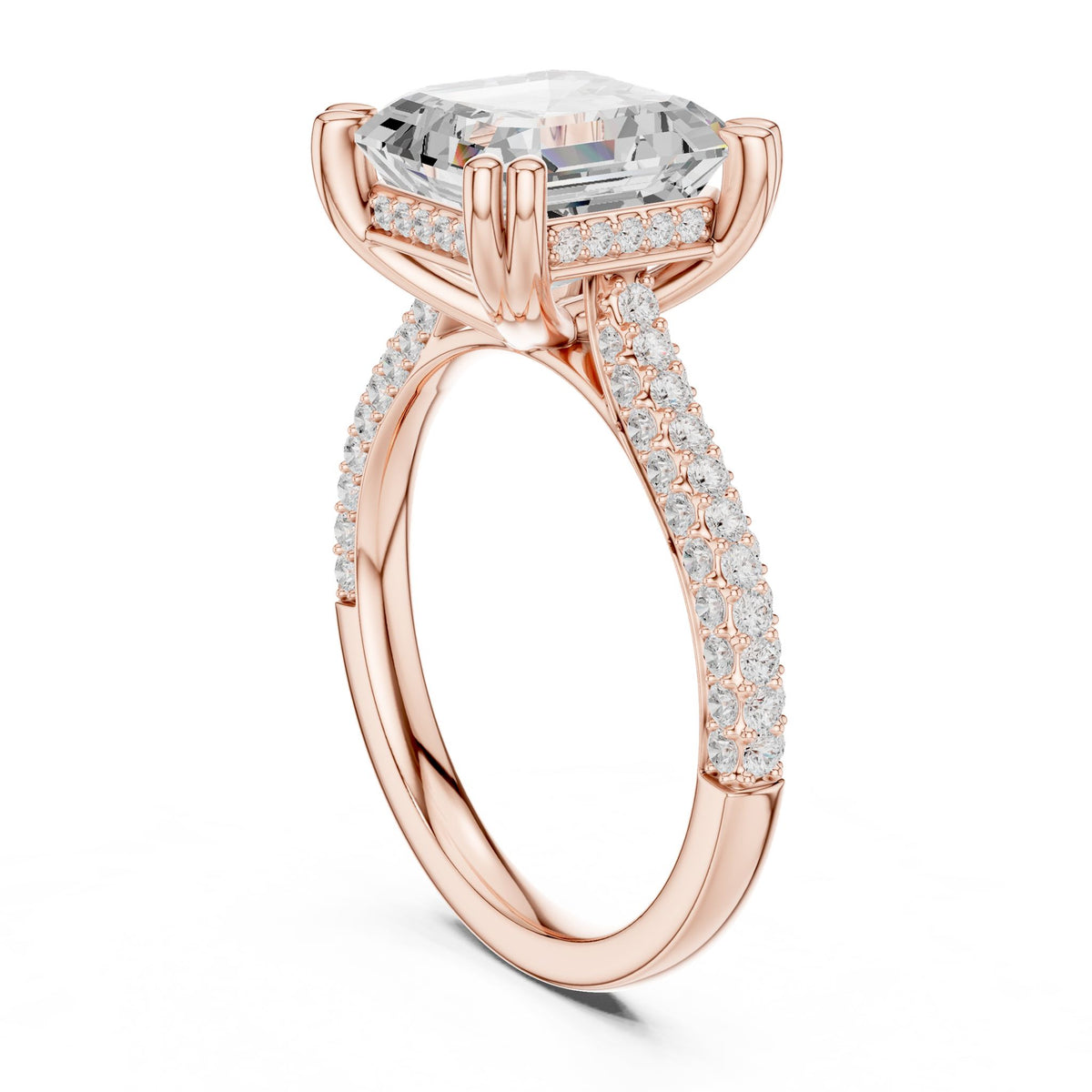 Emerald Accented Lab Grown Diamond Engagement Ring