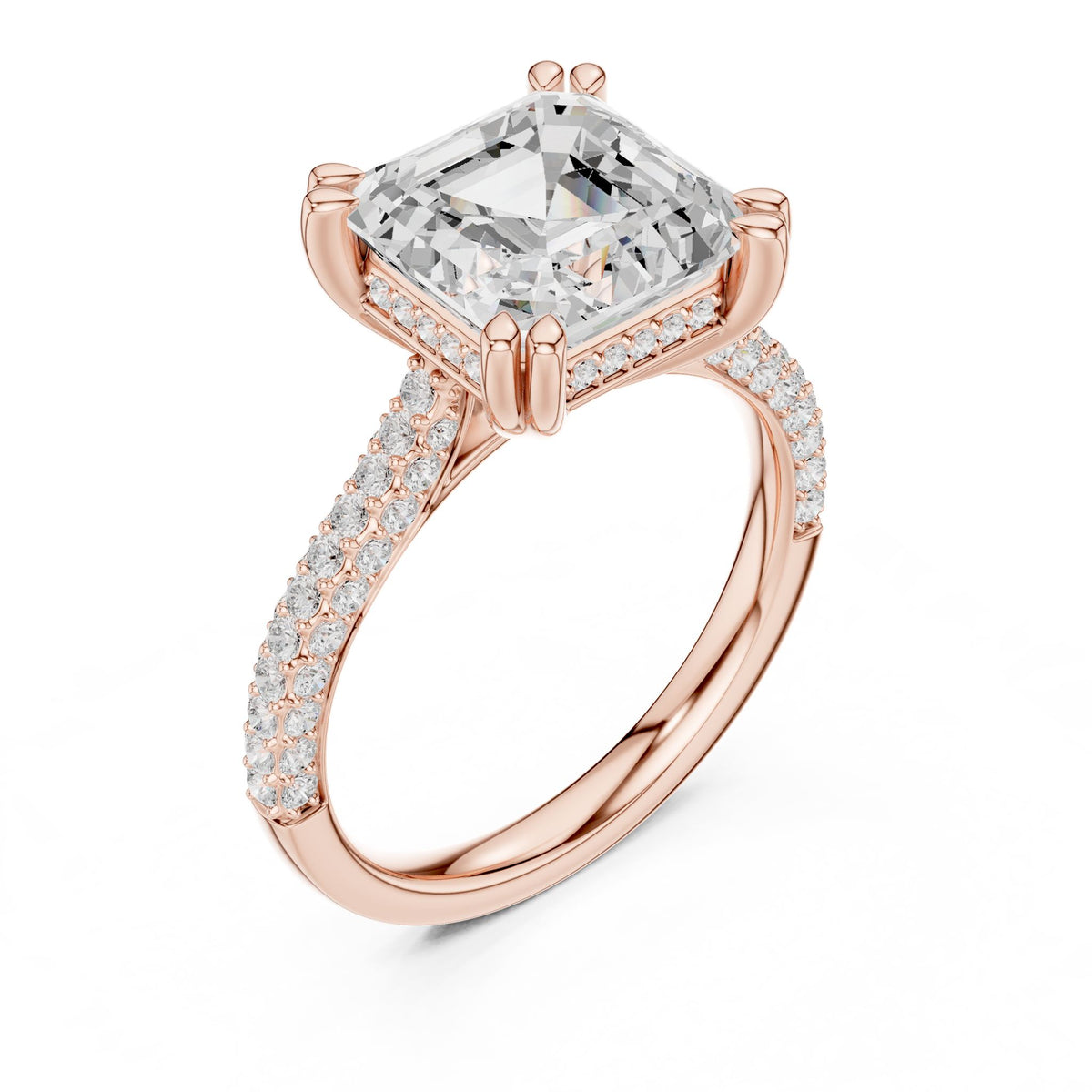 Emerald Accented Lab Grown Diamond Engagement Ring