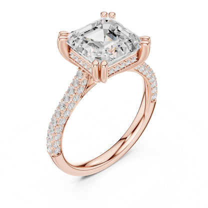 Emerald Accented Lab Grown Diamond Engagement Ring