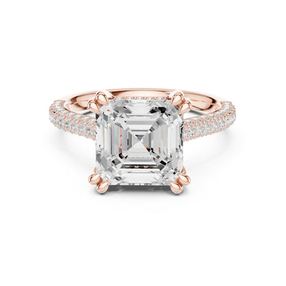 Emerald Accented Lab Grown Diamond Engagement Ring