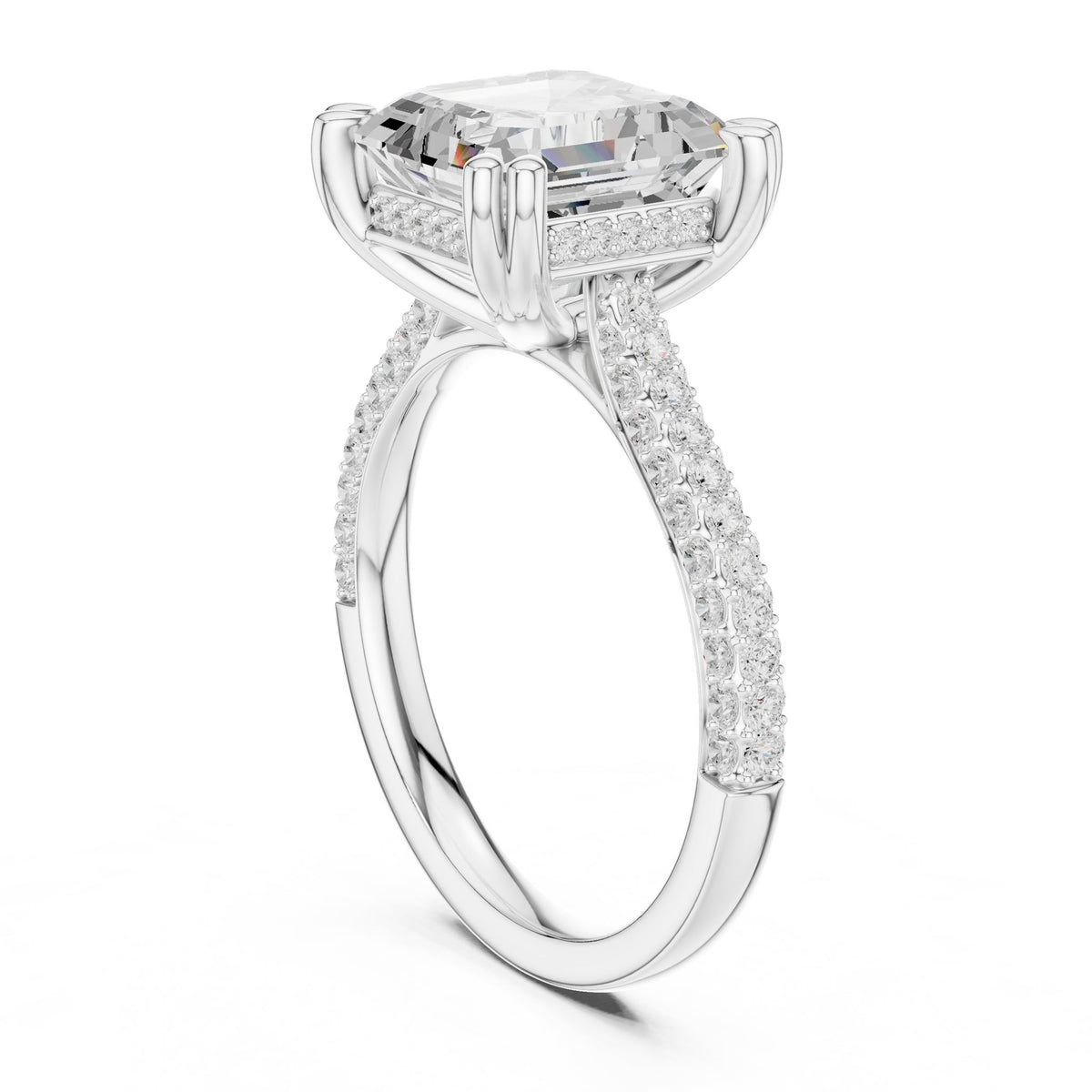Emerald Accented Lab Grown Diamond Engagement Ring