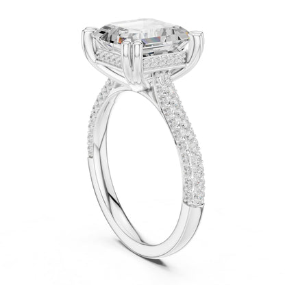 Emerald Accented Lab Grown Diamond Engagement Ring